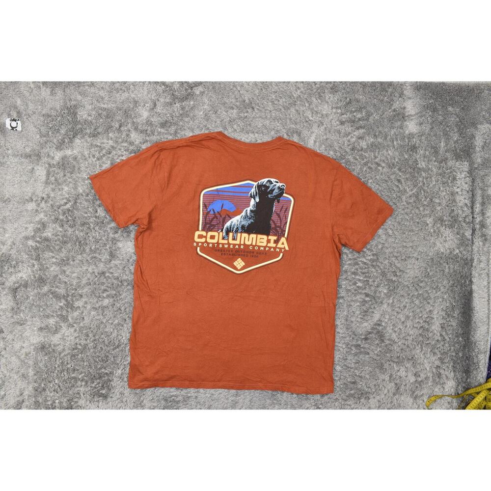 Columbia Men's 2XL Orange Cotton T-Shirt Crew Neck Short Sleeve Solid - Picture 7 of 8